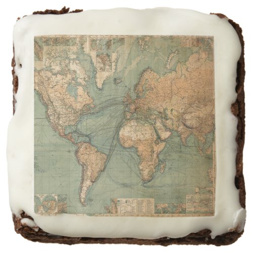 Vintage Old Antique World Map Brownie