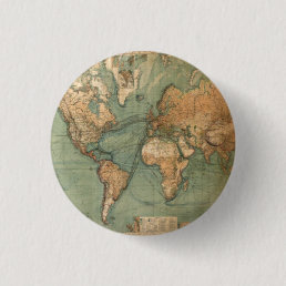 Vintage Old Antique World Map Button
