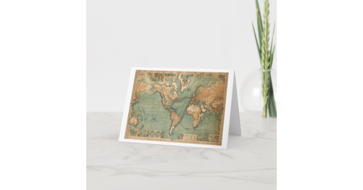 Vintage Old Antique World Map Card Zazzle
