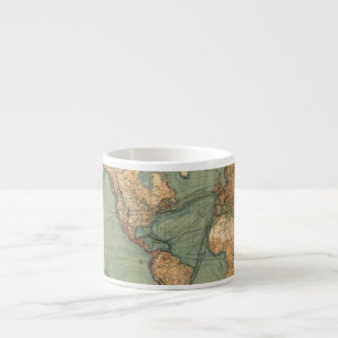 Vintage Old Antique World Map Espresso Cup