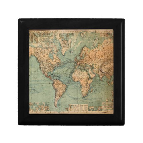 Vintage Old Antique World Map Gift Box