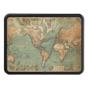 Vintage Old Antique World Map Hitch Cover