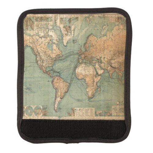 Vintage Old Antique World Map Luggage Handle Wrap