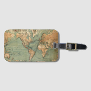 Vintage Old Antique World Map Luggage Tag