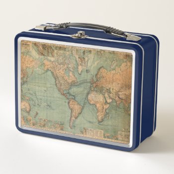 Vintage Old Antique World Map Metal Lunch Box by made_in_atlantis at Zazzle