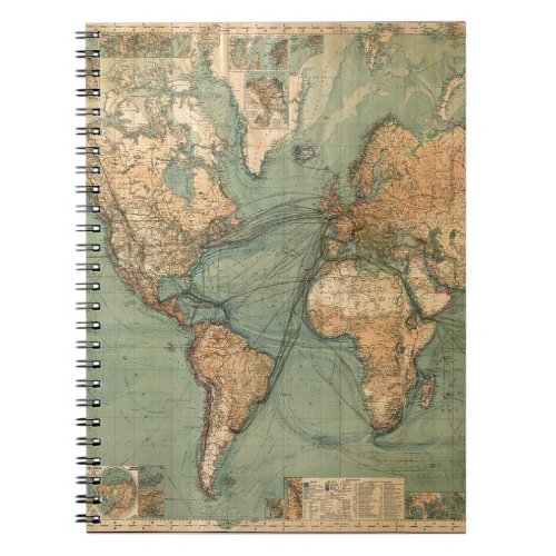 Vintage Old Antique World Map Notebook