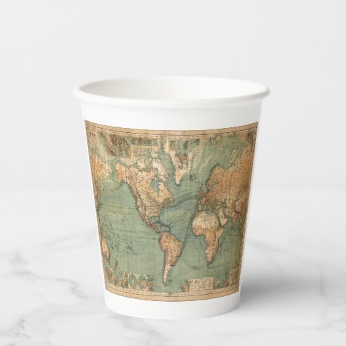 Vintage Old Antique World Map Paper Cups