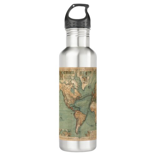 Vintage Old Antique World Map Stainless Steel Water Bottle