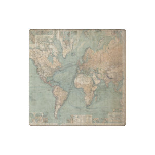 Vintage Old Antique World Map Stone Magnet
