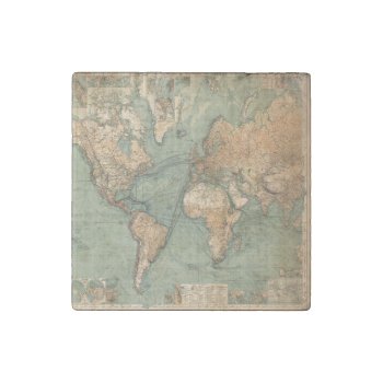 Vintage Old Antique World Map Stone Magnet by made_in_atlantis at Zazzle