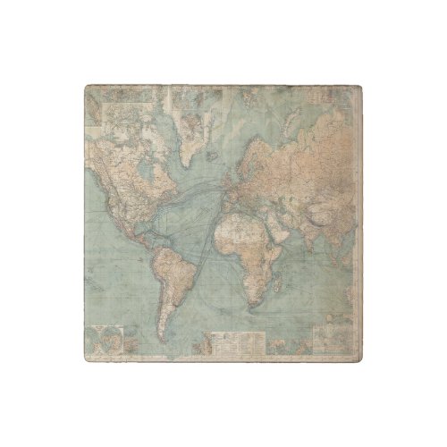 Vintage Old Antique World Map Stone Magnet