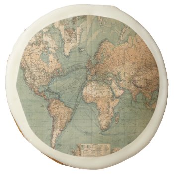 Vintage Old Antique World Map Sugar Cookie by made_in_atlantis at Zazzle