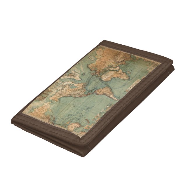Vintage Old Antique World Map Trifold Wallet (Bottom)