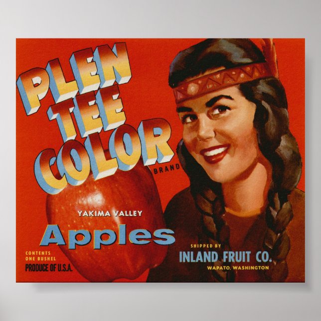 Vintage Old Apple Indian Fruit Crate Labels Poster (Front)