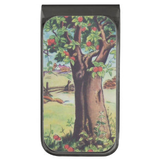 Vintage Old Apple Tree Meadow Field Gunmetal Finish Money Clip