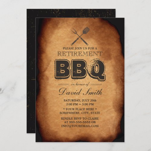 Vintage Old Backyard BBQ Retirement Party Invitation