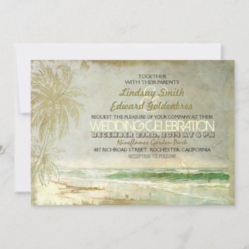 vintage old beach wedding invitations