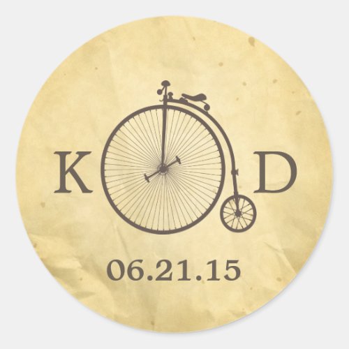 Vintage Old Bicycle Wedding Classic Round Sticker