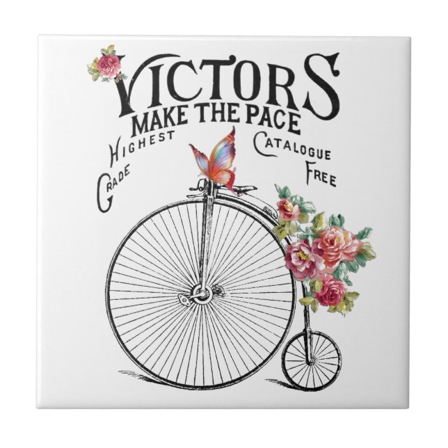 Vintage Old Bike Ceramic Tile (Front)