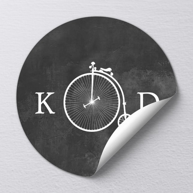 Vintage Old Bike Dark Wedding Classic Round Sticker (Creator Uploaded)
