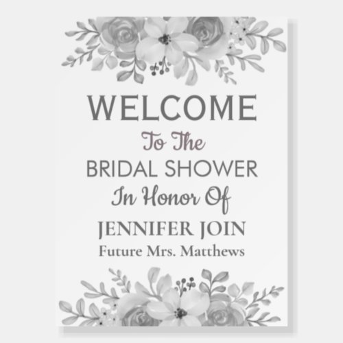 Vintage old black and white flowers bridal shower  foam board