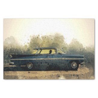 Vintage Old Black Car Decoupage 