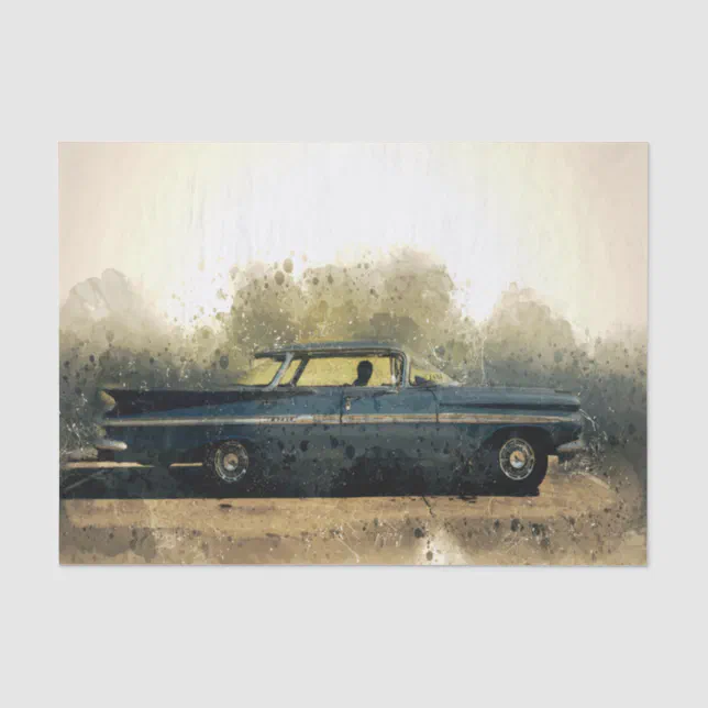 Vintage Old Black Car Decoupage Tissue Paper | Zazzle