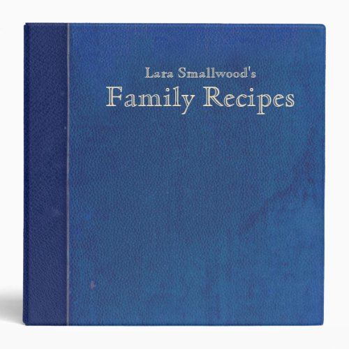 Vintage Old Blue Book Personalized Recipe 3 Ring Binder