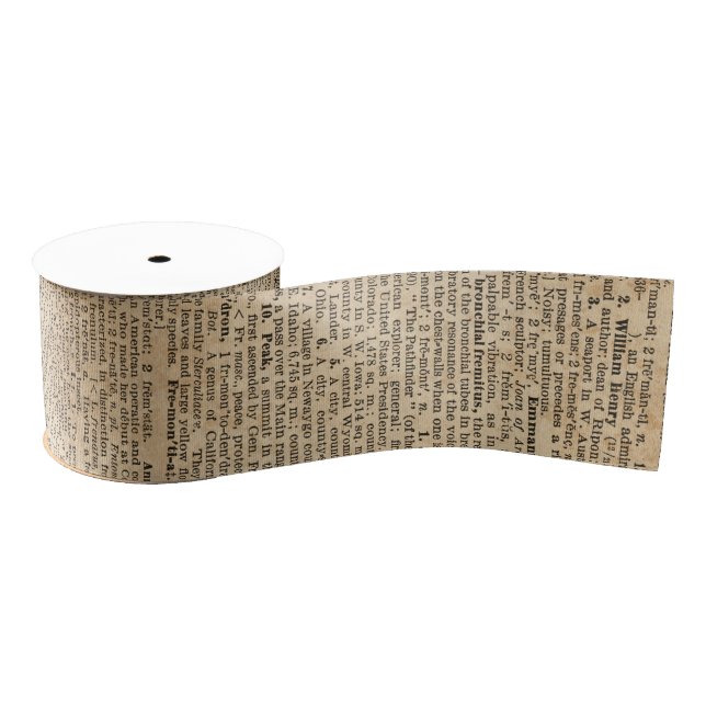 Vintage Old Book Dictionary Page Ribbon (Spool)