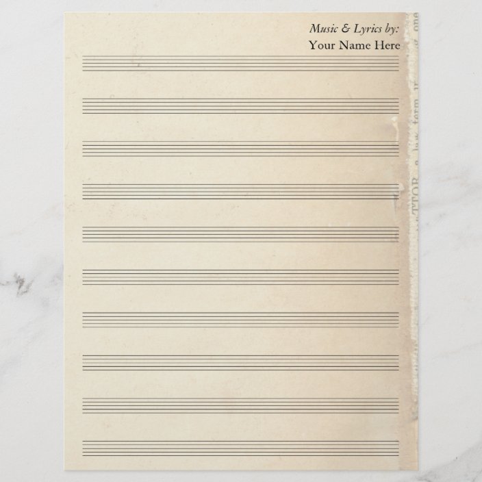 Vintage Old Book Page Blank Sheet Music 10 Stave Zazzle Com