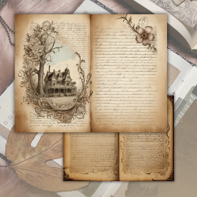 Vintage Old Book Page Junk Journal Paper Sheet (Creator Uploaded)