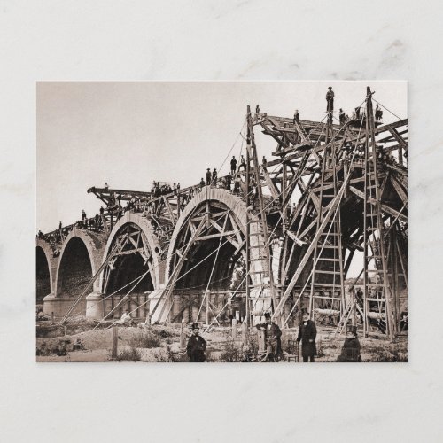 Vintage Old Bridge Construction Postcard