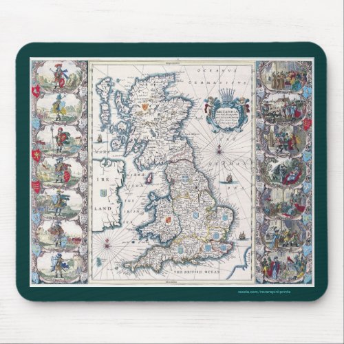 Vintage Old Britain Map History_lover Design Mouse Pad