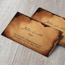 Vintage Old Burned Paper Pastor Business Card