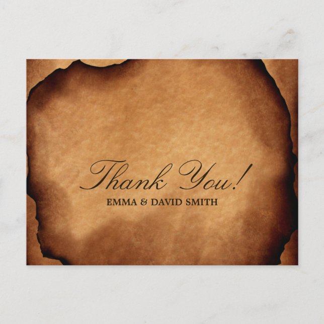 Vintage Old Burned Paper Thank You Cards (Front)