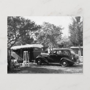 Vintage Old Car (1940 Buick?) And Trailer Florida Postcard by LiteraryLasts at Zazzle