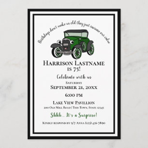 Vintage Old Car Surprise Birthday Invitation