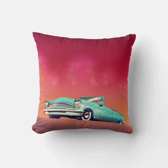 Vintage Old Car Throw Pillow (Front)