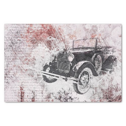 Vintage Old Car Victorian Decoupage Tissue Paper