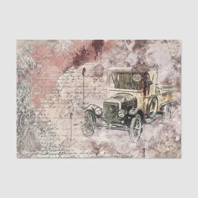 Vintage Old Car Victorian Decoupage Tissue Paper | Zazzle