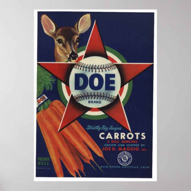 Vintage Old Carrots Vegetables Crate Labels Poster (Front)