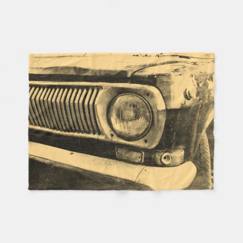 Vintage Old Classic Car Headlight Fleece Blanket