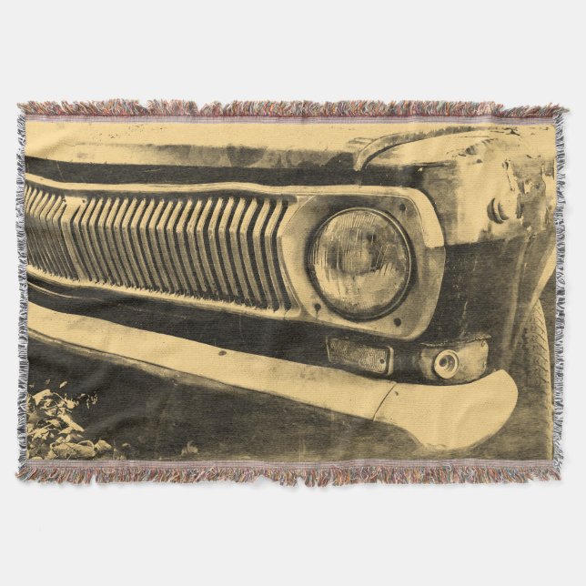 Vintage Old Classic Car Headlight Throw Blanket (Front)