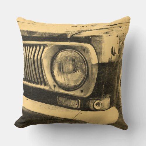 Vintage Old Classic Car Headlight Throw Pillow