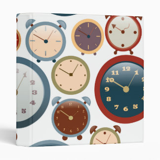 Vintage Old Clocks Pattern 3 Ring Binder