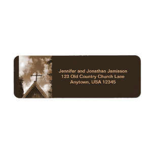 Vintage Old Country Church Sepia Return Address Label