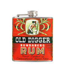 Vintage Old Digger Rum Whiskey Bottle Label Flask