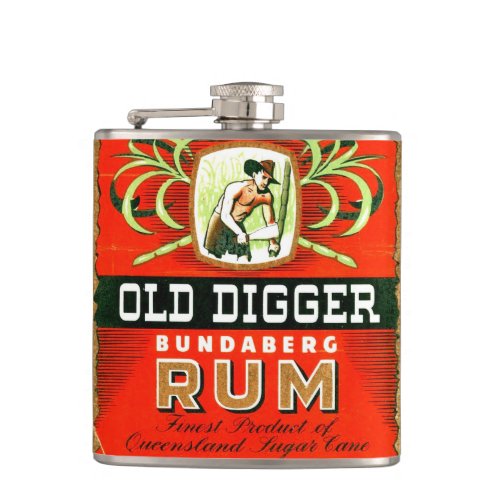 Vintage Old Digger Rum Whiskey Bottle Label Flask