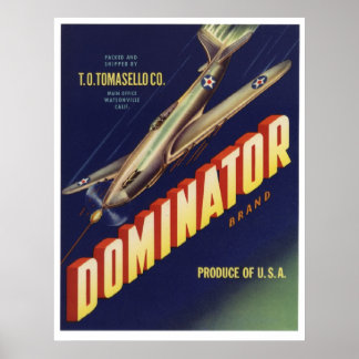 Vintage Old Dominator Vegetables Crate Labels Poster