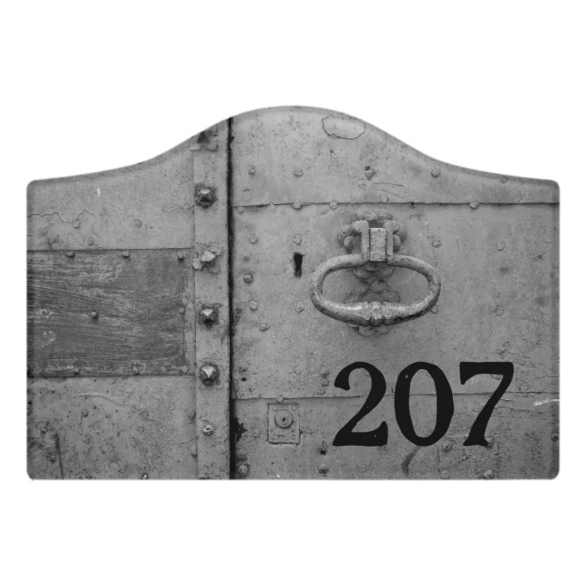 Vintage old door knocker custom room number sign (Small Crest Front)